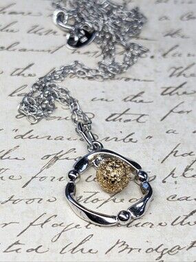 Vintage Signed PAJ BB Silver And Gold Necklace With Cubic Zirconia